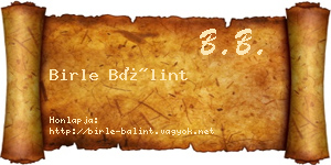 Birle Bálint névjegykártya